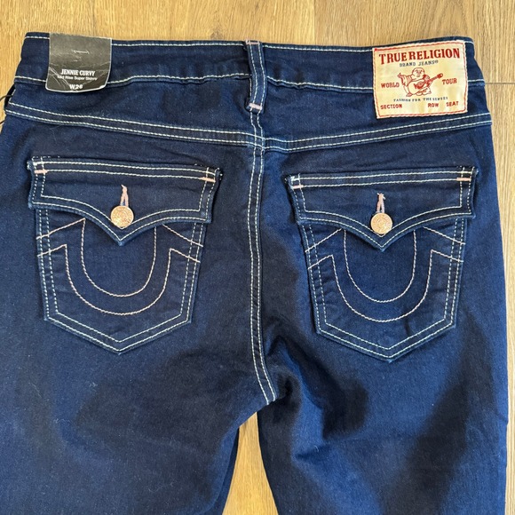 True Religion Denim - True Religion Jennie Curvy Mid Rise Super Skinny Dark Wash Jeans Size 26 NWT